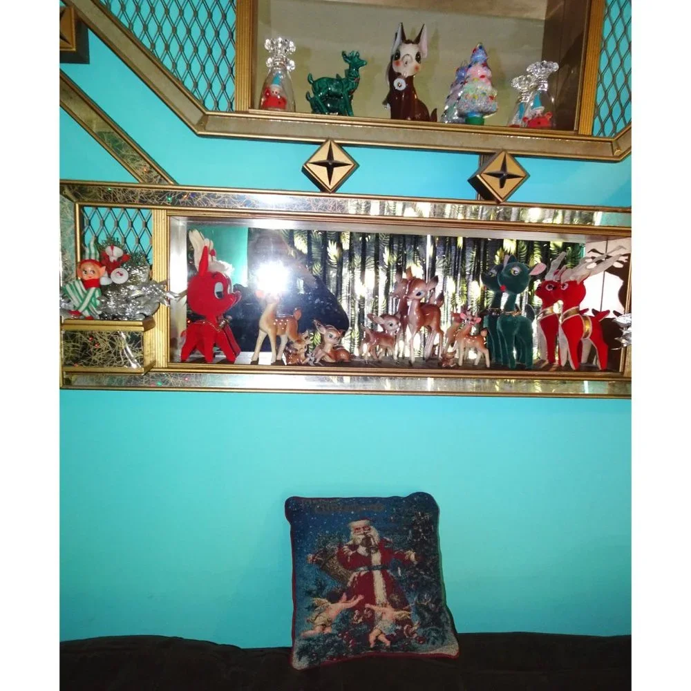 Vintage Cross Stitch Santa & Angels Pillow Christmas decorative farmhouse